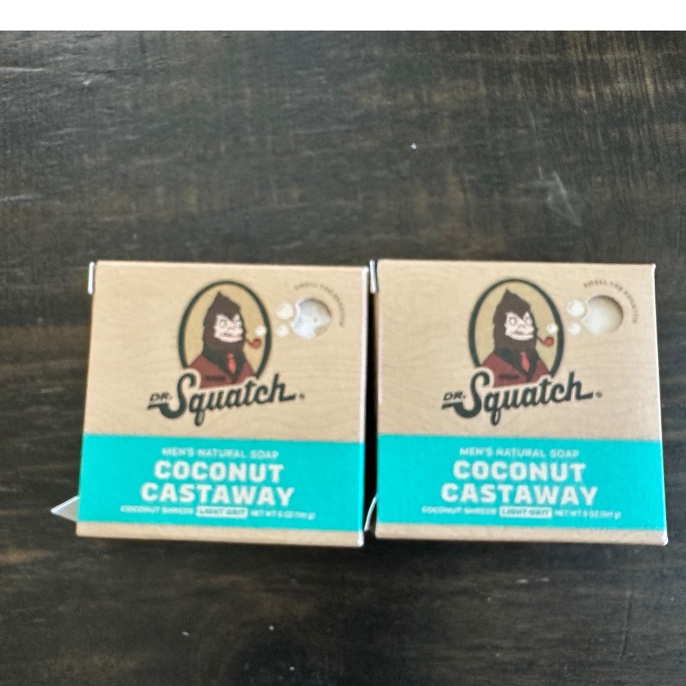 Dr. Squatch Coconut Castaway Men's Natural Bar Soap 5oz 2-Pack Cold Process
